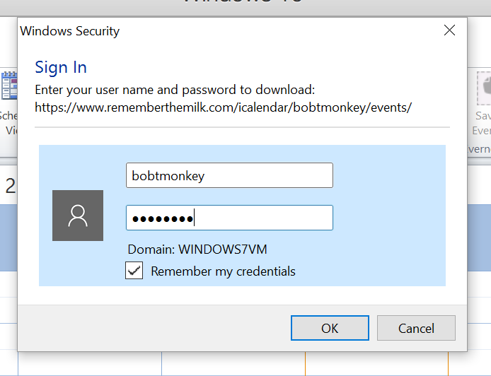 Outlook authentication